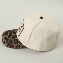 Load image into Gallery viewer, Howdy Darlin Embroidered Patch Leopard Brim Trucker Hat (cream)