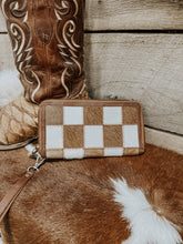 Load image into Gallery viewer, Checkered Cowhide Womens Wallet Wristlet Trendy