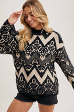 Load image into Gallery viewer, Black Aztec mock neck sweater