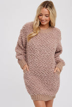 Load image into Gallery viewer, Taupe boucle sweater dress