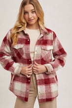 Load image into Gallery viewer, June button down plaid Shacket (wine)
