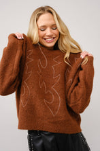Load image into Gallery viewer, Candice Boot stitch crew neck sweater (brown)