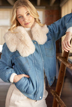Load image into Gallery viewer, Denim Faux Fur Jacket