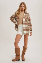Load image into Gallery viewer, June button down plaid Shacket (wine)