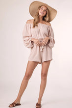 Load image into Gallery viewer, almond off shoulder romper