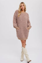 Load image into Gallery viewer, Taupe boucle sweater dress