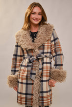 Load image into Gallery viewer, Fallon Faux Fur Plaid Coat