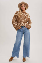 Load image into Gallery viewer, Mocha Aztec kick neck sweater