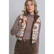 Load image into Gallery viewer, Fallon Reversible Corduroy/Aztec Print Puffer Vest (brown)