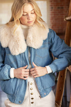 Load image into Gallery viewer, Denim Faux Fur Jacket