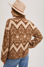 Load image into Gallery viewer, Mocha Aztec kick neck sweater