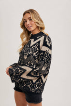 Load image into Gallery viewer, Black Aztec mock neck sweater