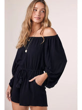 Load image into Gallery viewer, black off shoulder romper