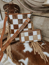 Load image into Gallery viewer, Checkered Cowhide Womens Wallet Wristlet Trendy