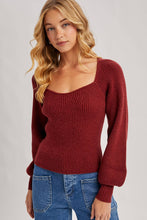 Load image into Gallery viewer, Chloe ribbed knit sweater top (wine)