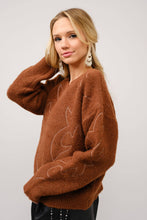 Load image into Gallery viewer, Candice Boot stitch crew neck sweater (brown)