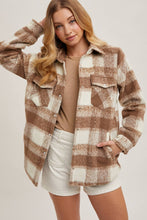 Load image into Gallery viewer, June button down plaid Shacket (wine)