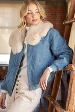 Load image into Gallery viewer, Denim Faux Fur Jacket