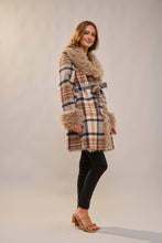 Load image into Gallery viewer, Fallon Faux Fur Plaid Coat