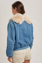 Load image into Gallery viewer, Denim Faux Fur Jacket