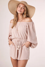 Load image into Gallery viewer, almond off shoulder romper