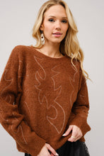 Load image into Gallery viewer, Candice Boot stitch crew neck sweater (brown)