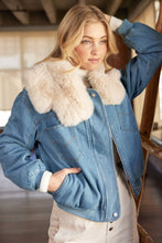 Load image into Gallery viewer, Denim Faux Fur Jacket