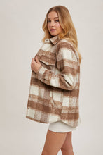 Load image into Gallery viewer, June button down plaid Shacket (wine)