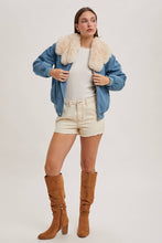 Load image into Gallery viewer, Denim Faux Fur Jacket