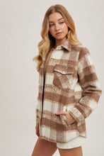 Load image into Gallery viewer, June button down plaid Shacket (wine)