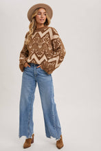 Load image into Gallery viewer, Mocha Aztec kick neck sweater