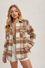 Load image into Gallery viewer, June button down plaid Shacket (wine)