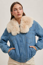 Load image into Gallery viewer, Denim Faux Fur Jacket