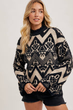 Load image into Gallery viewer, Black Aztec mock neck sweater