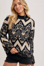 Load image into Gallery viewer, Black Aztec mock neck sweater