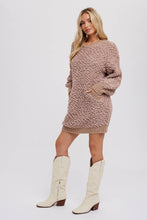 Load image into Gallery viewer, Taupe boucle sweater dress
