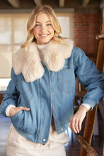 Load image into Gallery viewer, Denim Faux Fur Jacket