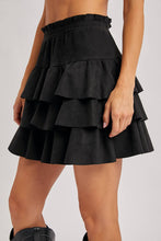 Load image into Gallery viewer, Kendall faux suede ruffle skirt (black)