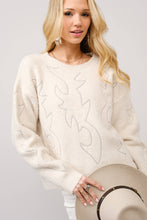 Load image into Gallery viewer, Candice boot stitch crew neck sweater (cream)