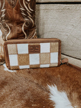 Load image into Gallery viewer, Checkered Cowhide Womens Wallet Wristlet Trendy