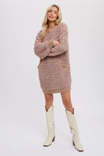 Load image into Gallery viewer, Taupe boucle sweater dress