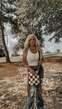 Load image into Gallery viewer, Checkered Cowhide Fringe Purse