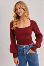 Load image into Gallery viewer, Chloe ribbed knit sweater top (wine)