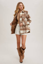 Load image into Gallery viewer, June button down plaid Shacket (wine)