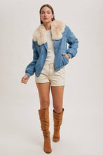 Load image into Gallery viewer, Denim Faux Fur Jacket
