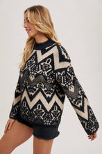 Load image into Gallery viewer, Black Aztec mock neck sweater