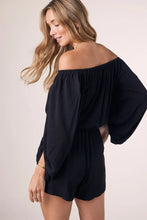 Load image into Gallery viewer, black off shoulder romper