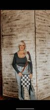 Load image into Gallery viewer, Checkered Cowhide Fringe Purse