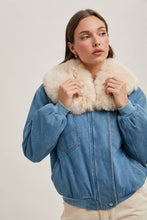Load image into Gallery viewer, Denim Faux Fur Jacket