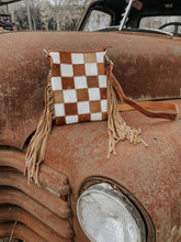 Load image into Gallery viewer, Checkered Cowhide Fringe Purse